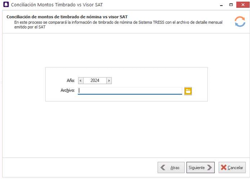 Ventana de Conciliación Montos Timbrado vs Visor SAT en Sistema TRESS