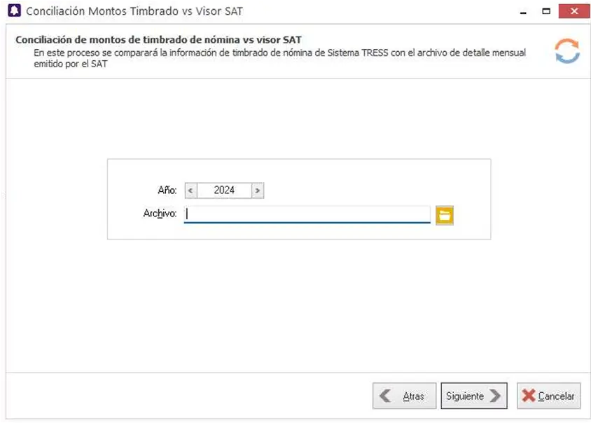 Ventana de Conciliación Montos Timbrado vs Visor SAT en Sistema TRESS