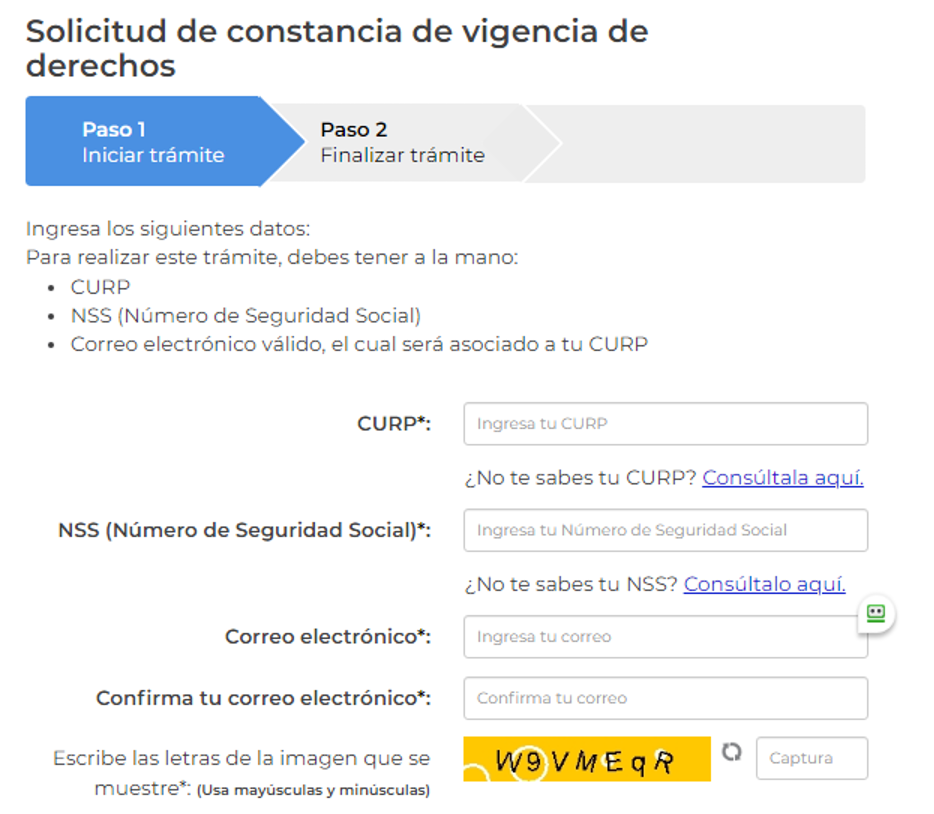 Solicitud de constancia de vigencia de derechos