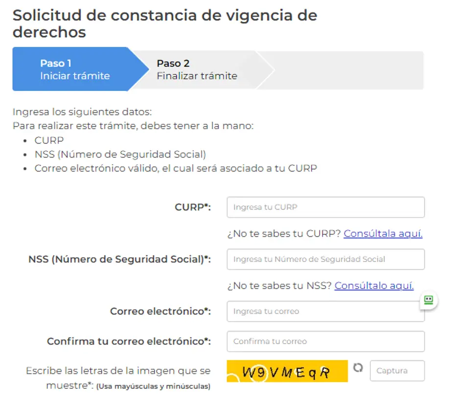 Solicitud de constancia de vigencia de derechos