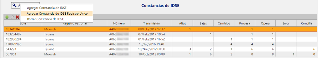 Acción en Revolution en la nuve de "Agregar Constancia de IDSE Registro Único".